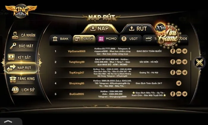 Danh sách đại lý Kingfun Danh sách đại lý Kingfun uy tín cho người chơi tham khảo